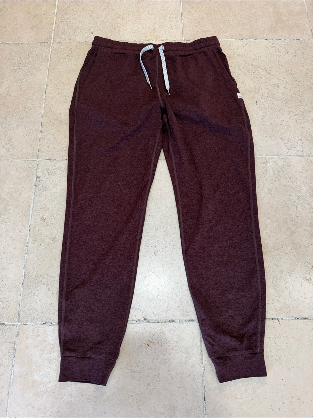 Vuori Maroon Track Joggers with Contrast Drawstring
